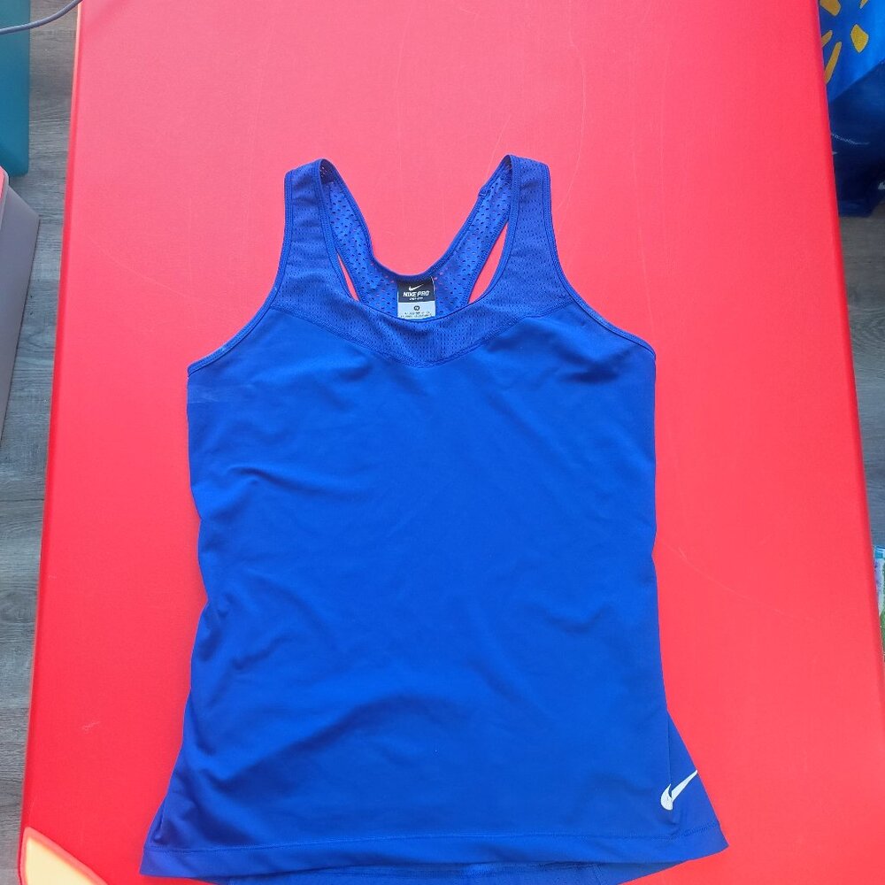 Nike Pro Dri-fit cross back athletic / running tank top blue women's size M